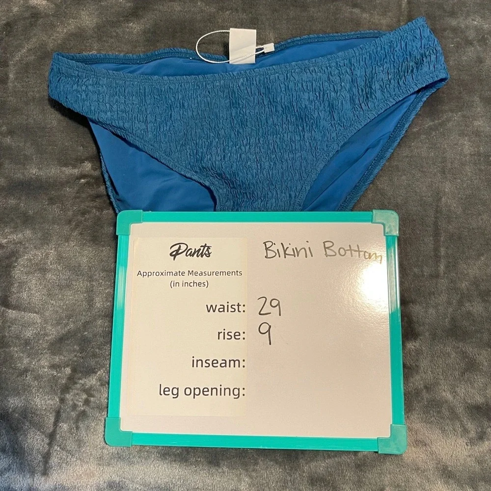 Andie Swim Bikini Bottom Textured Swimsuit Blue Teal Beach Vacation‎ Pool NWOT